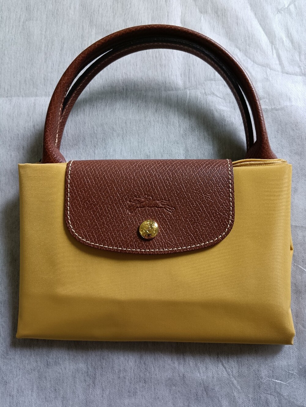 LongChamp Le piage Brown & Mustard Small Tote Bag - Women's Handbag